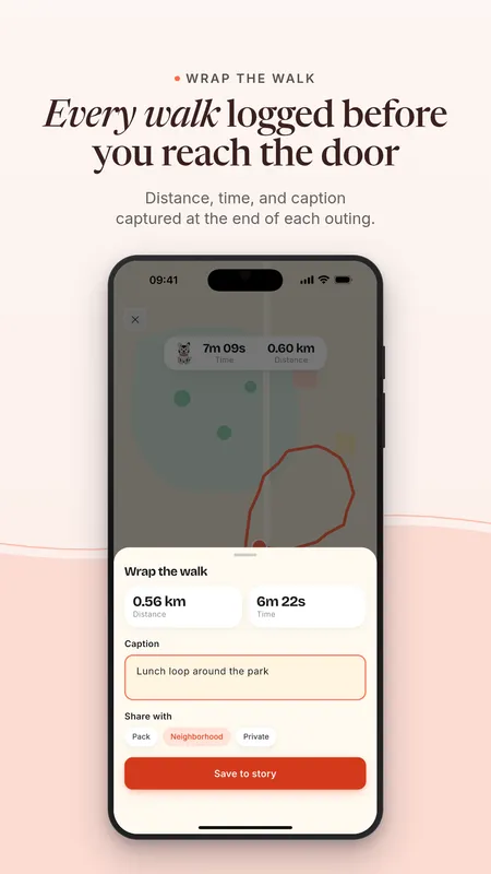 Google Play screenshot: Every walk logged before you reach the door