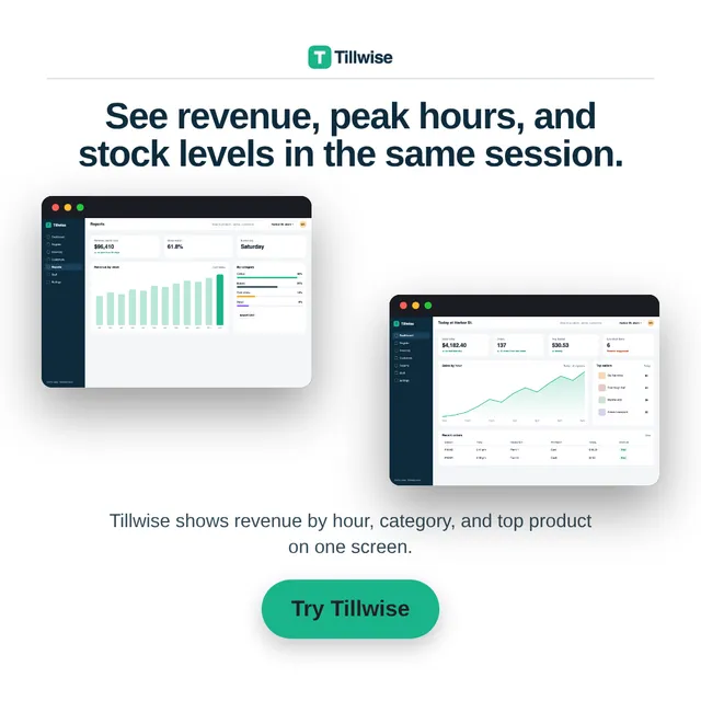 Square ad stacking three Tillwise desktop screens